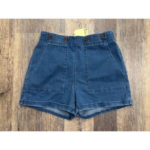 Jodifl Los Angeles High Waisted Denim Shorts Blue Button Front R41167 Mens S